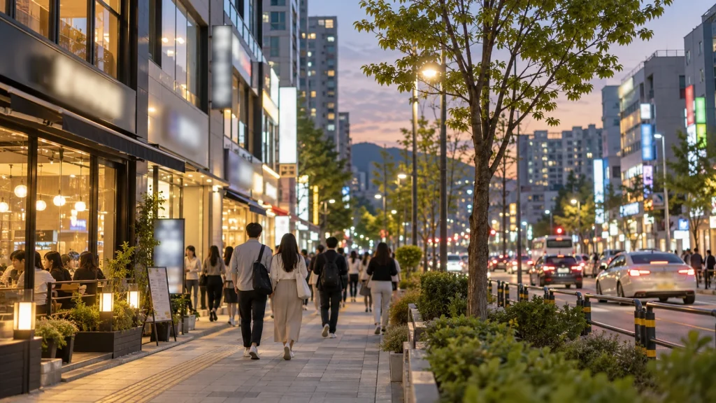 지역명과 업종을 조합한 키워드로 찾게 되는 저녁 무렵 지역 상권 거리